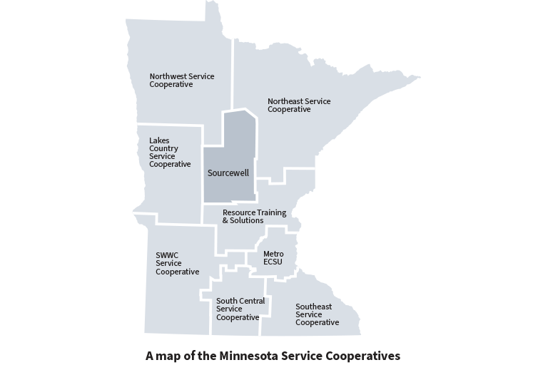 Map of Minnesota service cooperatives